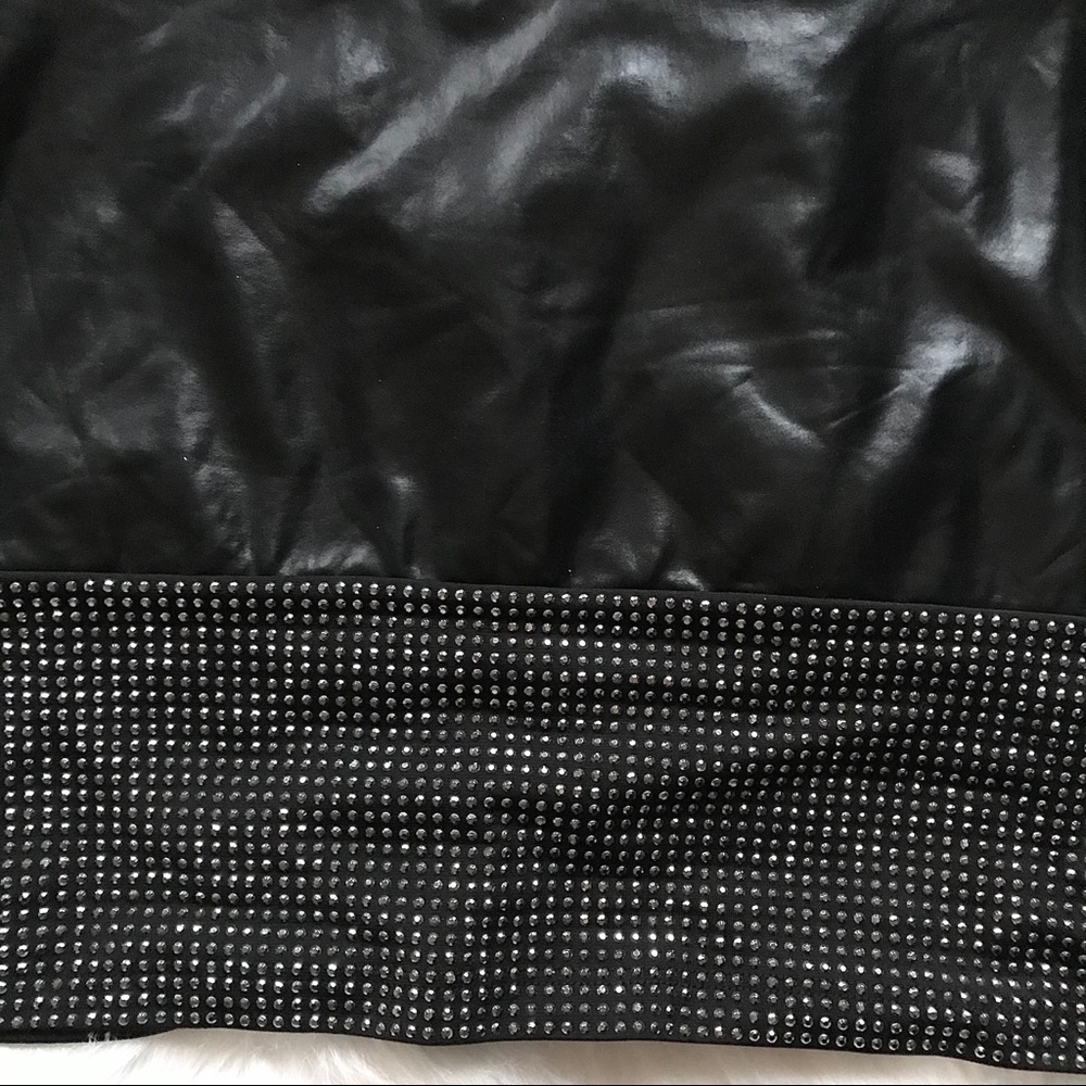 BEBE leather rhinestone mini skirt - Picture 2 of 4